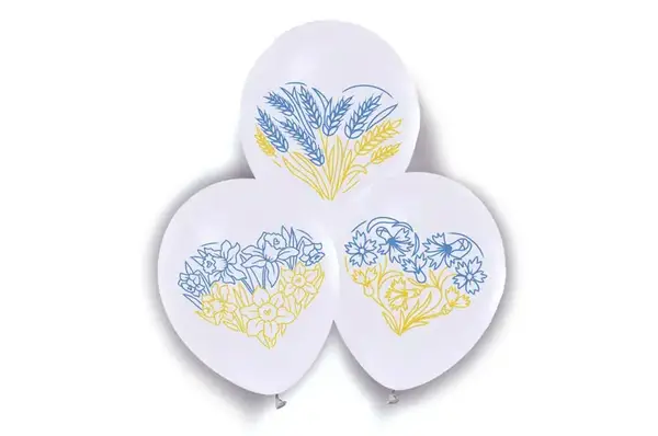 Повітряні кульки "Патріотичні серця" білі ТМ "Твоя Забава" купити