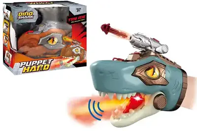 Іграшка "Рукавичка-Динозавр" на батарейках, озвучена, зі світлом, стріляє 17833 р.20,5*17,3*12,2см купити