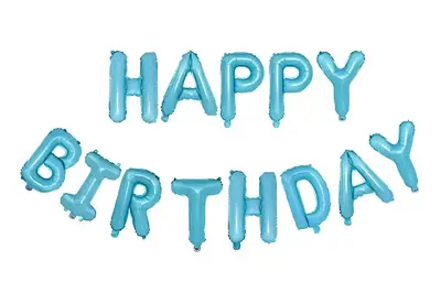 Фольгована кулька надпис "Happy Birthday" блакитна 16" (40 см) купити