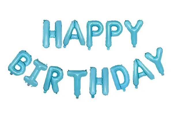 Фольгована кулька надпис "Happy Birthday" блакитна 16" (40 см) купити