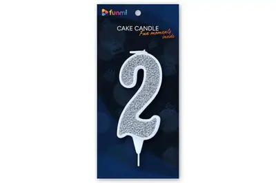 Свічка цифра 23238 "2" біла срібло (9см) funmi 1шт. купити
