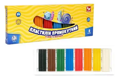 ПЛАСТИЛІН Школярик прямокутний 8 кольорів 303116002-UA купити