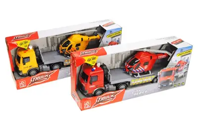 Автовоз з вертольотом інерційний, озвучений, зі світлом, 2кольори, в коробці RJ3379 р.42*10*20см купити