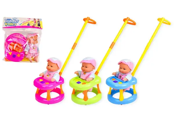 Каталка 158B "Пупс" з ручкою, з кольори, в кульку р.30x28x5 см купити