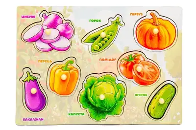 Сортер-вкладиш Puz-88740 "Овочі"дерев'яний PuzzleOk купити