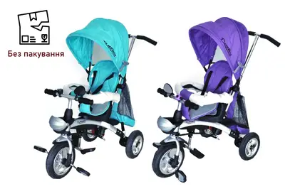 OUTLET Велосипед 3-колісний з ручкою і функцією повороту сидіння TURBO TRIKE М3212А(фіолетовий,бірюзовий) купити