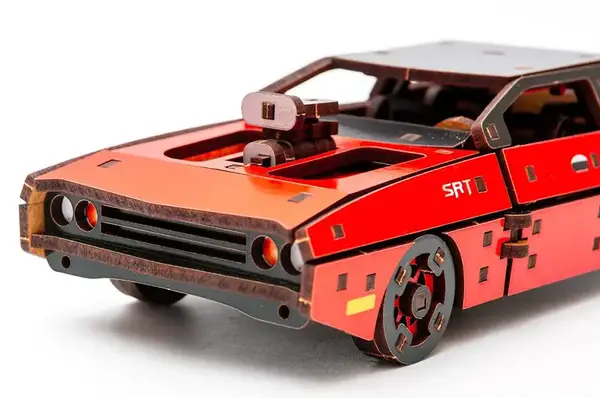 Конструктор Puz-62520 "Fast Furious" дерев'яний, 125 дет., червоний колір, розмір моделі 21х8х5 см PuzzleOk купити недорого в Україні, фото 3
