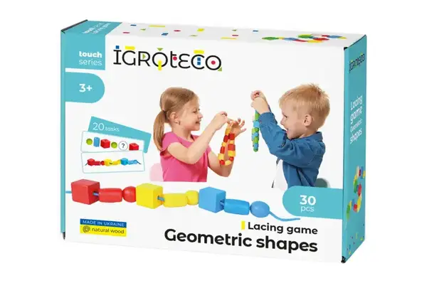Дерев'яна гра-шнурівка "Геометрика" 30 дет. 900019 IGROTECO купити