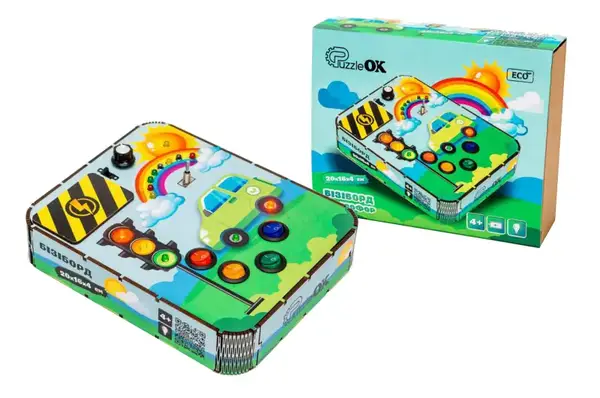 Бізіборд Puz-01023 "Світлофор"на батарейках, світло р. 20х16х4 см PuzzleOk купити