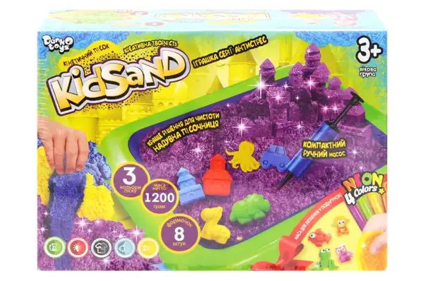 Набір з кінетичним піском KS-02-02U "KidSand" 1200 гр. + пісочниця DANKO купити недорого в Україні, фото 2