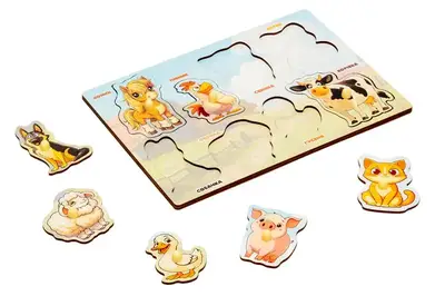Сортер-вкладиш Puz-88741 "Свійські тварини" дерев'яний PuzzleOk купити