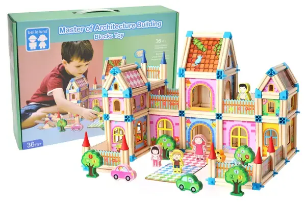 Дерев"яний конструктор "Будинок" 268дет в коробці BLLN-3508 р.38*28*7,5см купити