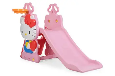 Гірка HK2018-1B Котик з баскетбольним кільцем, рожево-голуба, 81*148*89см купити