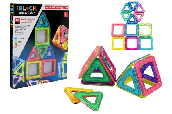 Магнітний конструктор PL-925-03/04 12 деталей, коробка р.21,3x2,2x28см IBLOCK купити