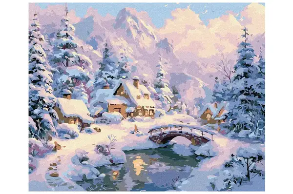 Набір для розпису по номерах "Зимовий затишок серед гір" KHO6422 40х50см IDEYKA купити