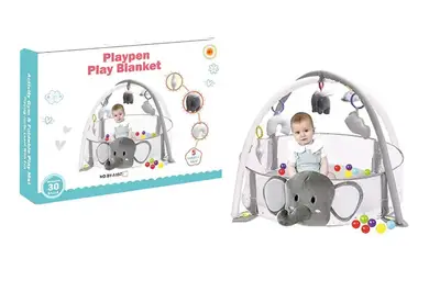 Килимок-манеж з брязкальцями BY-A202 слоник 3 в 1 з кульками кор.42*14*32 см купити