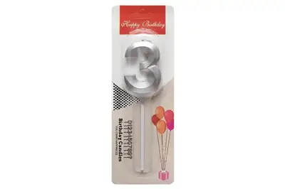 Свічка-цифра 18629 "3" срібна 3D (5 см.) 1шт. купити