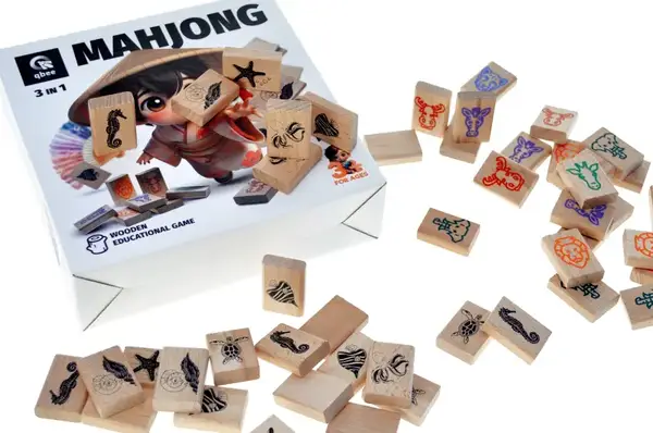 Розвиваюча дерев'яна гра QB700-007 "Дитячий Маджонг" 49 дет. qbee купити недорого в Україні, фото 3