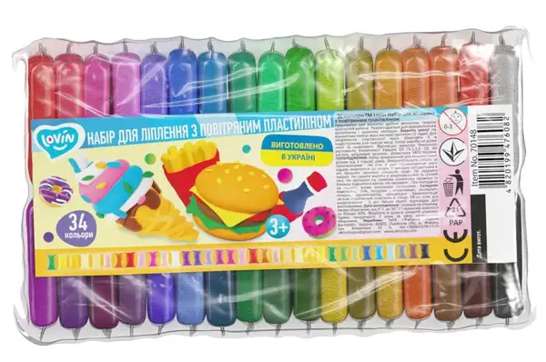 Набір для ліплення з легким пластиліном 70148 34 кольори LOVIN купити