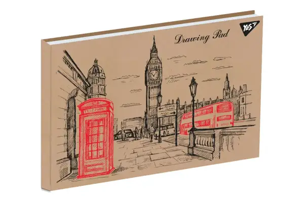 Альбом для малювання YES А4 30 аркушів "London"/"Flowers" крафт (клеєний білила)130546/130582 купити