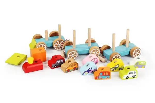 Поїзд з машинками/Wooden toy "Train with a small cars" 13999 CUBIKA купити недорого в Україні, фото 2