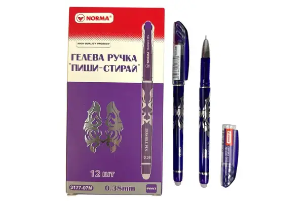 Ручка гелева пиши-стирай 3177-07N 0,38 мм Фіолетова Norma купити
