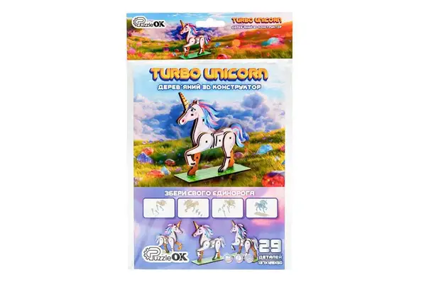 Конструктор 3D Puz-00970, дерев'яний"Turbo Unicorn" PuzzleOk купити