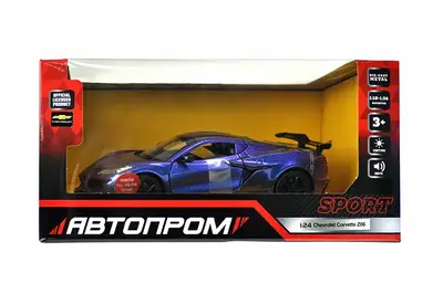Машина металева 661289H 1:24 Chevrolet Corvette C8 Z06 (2024), батар,світло,звук,відкр.двері,кор. 24.5x12см АВТОПРОМ купити