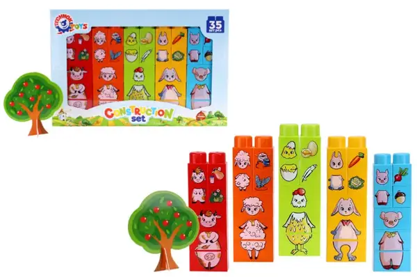 Конструктор блочний 6849 з малюнками тварин 35 елм. в коробці ТЕХНОК купити