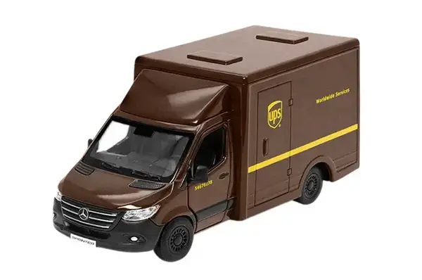 Модель легкова MERCEDES-BENZ Sprinter (UPS Edition) 5'' KT5476W металева, інерц., відкр.двері, в коробці купити