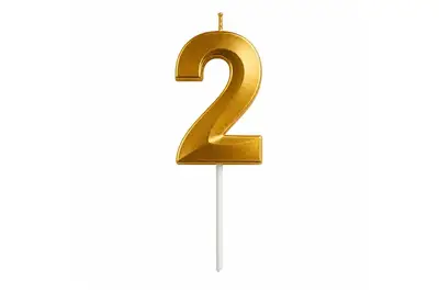 Свічка 03823 цифра "2" (4,5 см) золота 3D ТМ "Твоя забава" купити