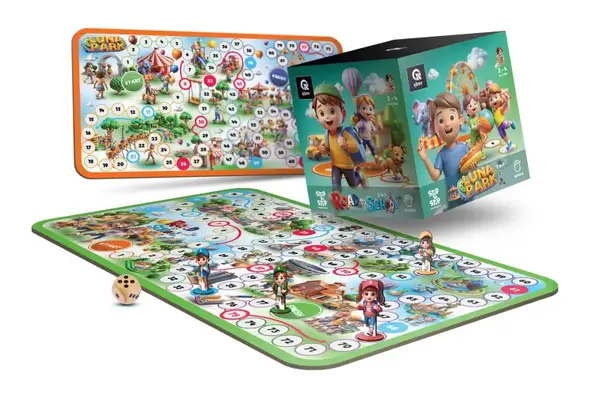 Настільна гра QB701-004 "STEP BY STEP - Road to School & Luna Park" дерев'яна ходилка, двостороння qbee купити