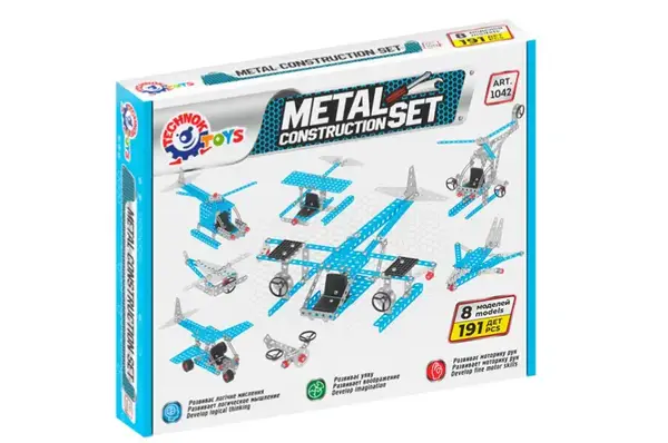 Конструктор металевий 1042 "Повітряний транспорт" 191 дет. в коробці ТЕХНОК купити