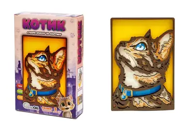 Картина 3D Puz-40001 "Котик" дерев'яна PuzzleOk купити