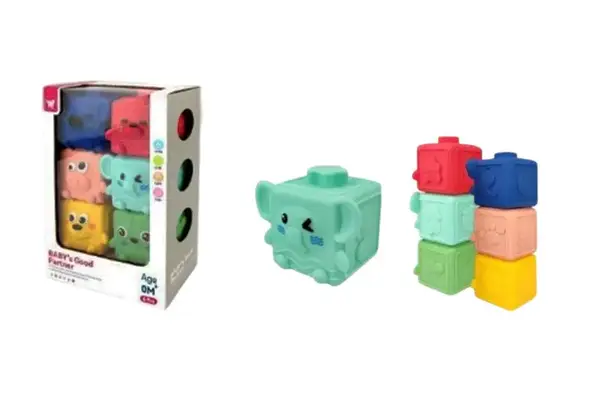 Кубики-конструктор CM321-15 текстурні 6шт, пищать, в коробці р.19,5x6x13см купити