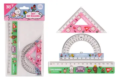 Набір лінійок Yes (3 предмети) "Line friends", лінійка 15 см 370676 купити