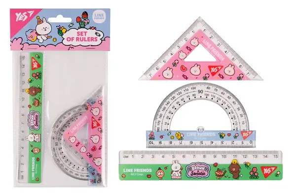 Набір лінійок Yes (3 предмети) "Line friends", лінійка 15 см 370676 купити