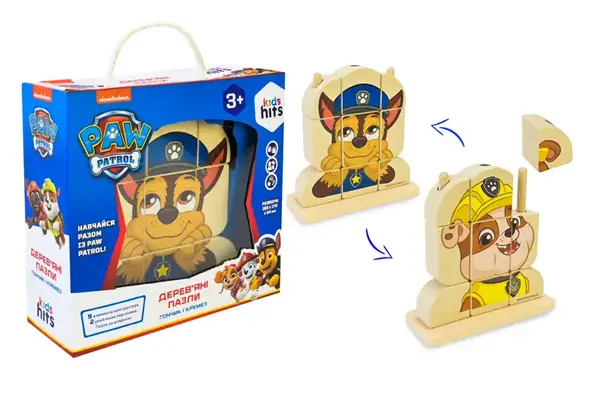 Дерев'яна іграшка Paw Patrol KH20/044 пазл-головоломка у коробці р.21x7.5x20 см KidsHits купити