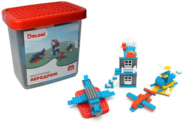 Конструктор блочний 013888/33 "Аеродром" 142 дет. в боксі DOLONI купити