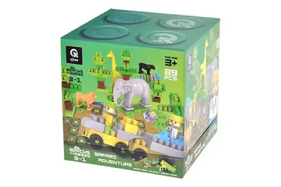 Конструктор блочний QB300-006 "Block&Steps: Пригоди в Сафарі" + ходилка і меморі гра 3в1, 89дет. qbee купити