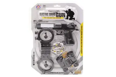 Поліцейський набір з пістолетом, біноклем і наручниками, на батарейках, на блістері HY071 р.37*25,5см купити