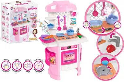 Кухонний набір 6696 "Кухня" з підсвіткою, звуковими ефектами та холодною парою, рожева ТЕХНОК купити