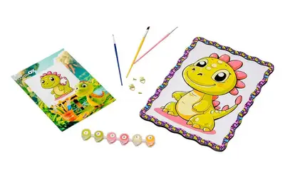 Картина по номерах "Динозаврик" дерев'яна, формат А4 Puz-22946 PuzzleOk купити