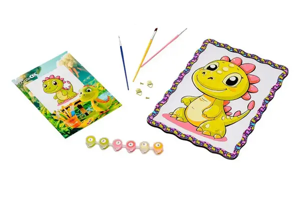 Картина по номерах "Динозаврик" дерев'яна, формат А4 Puz-22946 PuzzleOk купити