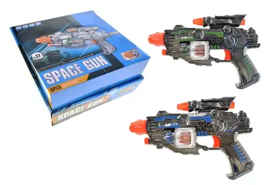 Пістолет JQ6299K на батарейках, озвучений, зі світлом, в дисплеї 6 шт р.31,5x31,5x17,5 YG Toys купити