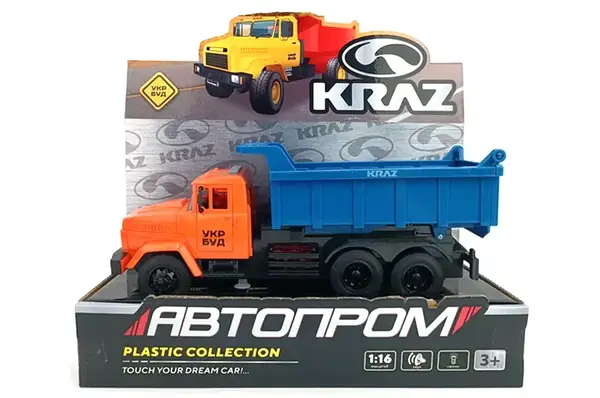 Будівельна техніка Автопром КРАЗ, KR-2202-10C, на батарейках, світло , звук, в коробці р. 32,5*19*12см купити