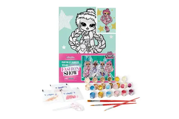 Набір для розпису по номерах для дітей "L.O.L. Surprise! O.M.G. Fashion show La Rose" зі стразами 30х40 см. KHO6271 купити недорого в Україні, фото 2