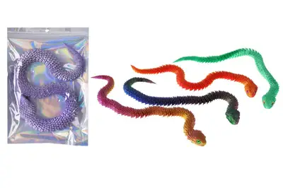 Змія 3D-антистрес 2129-3, 43 см, пластикова, в асортименті, зіп пакет купити