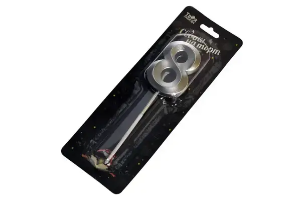 Свічка 03801 цифра "8" (4,5 см) срібна 3D ТМ "Твоя забава" купити