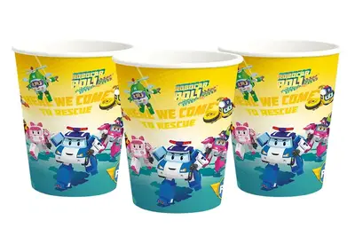 Паперові одноразові стаканчики 22872 Robocar POLI "Here we come to rescue" кольорові, 250 ml (6 шт) funmi купити